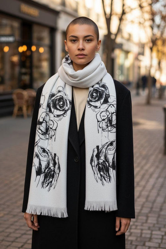 Rose Print Scarf: Elegant Floral Lightweight Wrap