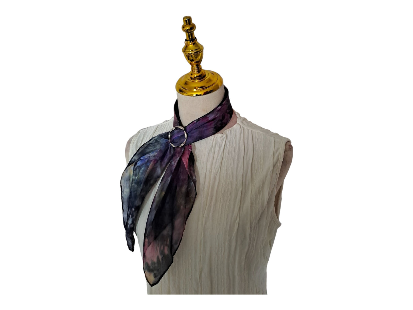 Handmade Batik Silk Scarf: Black & Pink Hidden Colors