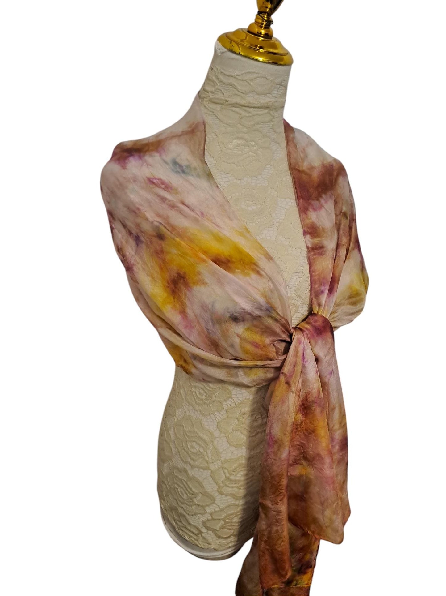 Bronze Rose Shawl: Elegant Silky Scarf