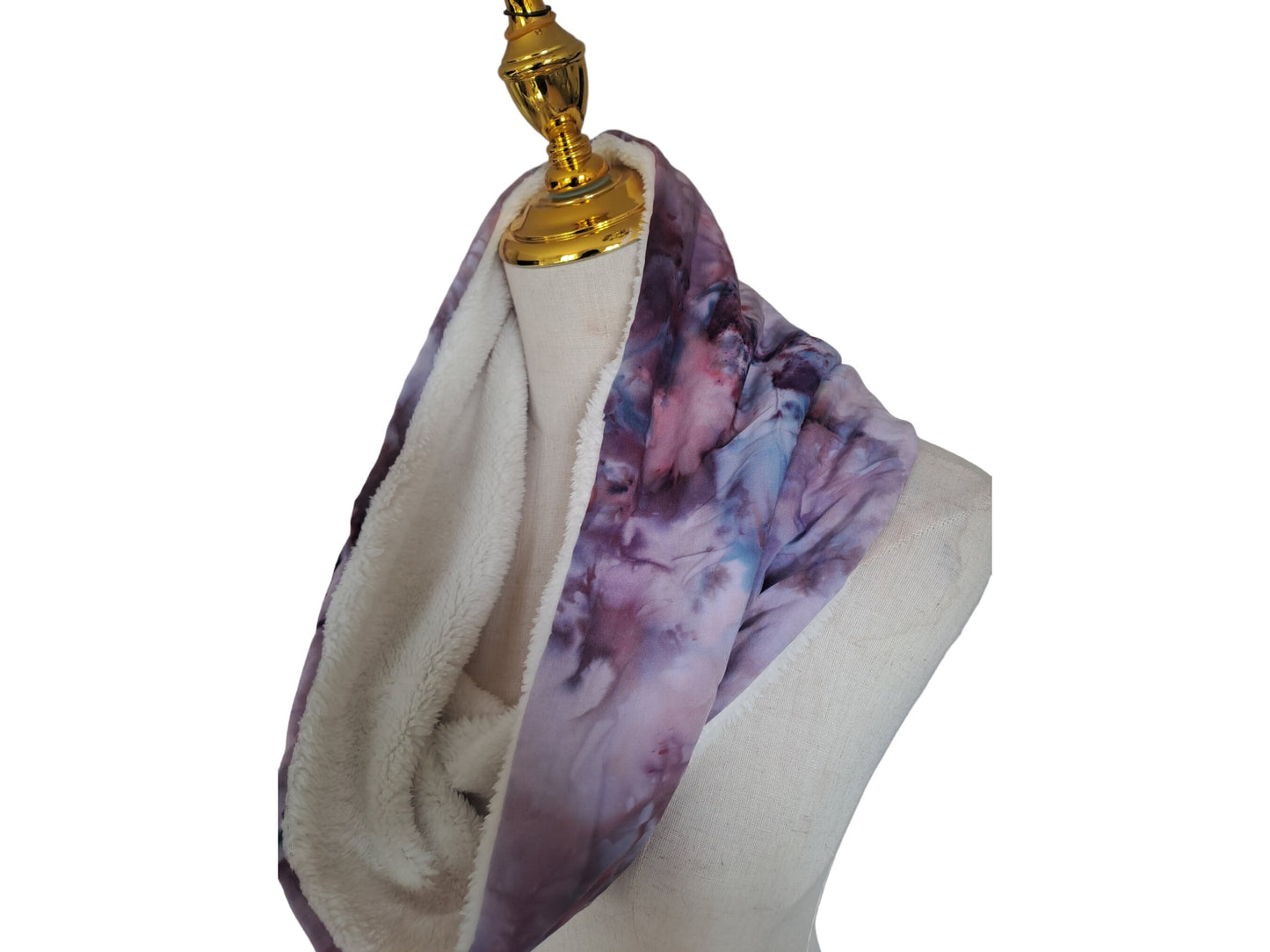 Purple Ice-Dyed Snood | Lightweight Neck Scarf, Soft Fur Lined