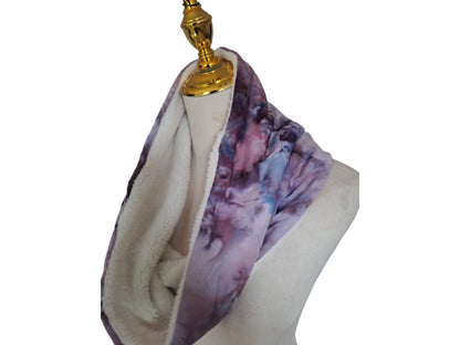 Purple Ice-Dyed Snood | Lightweight Neck Scarf, Soft Fur Lined