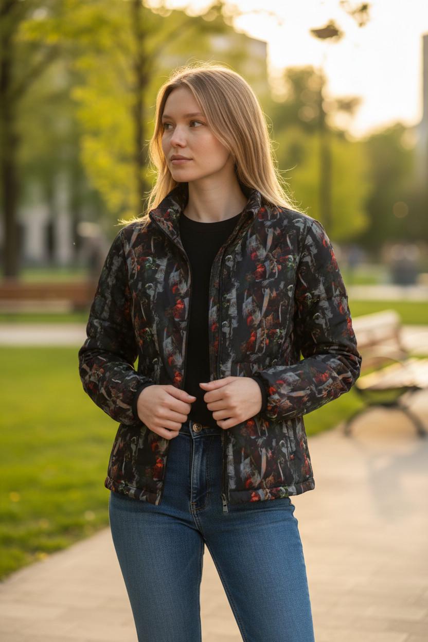 Floral Print Puffer Jacket: Trendy Lightweight Winter Outerwear