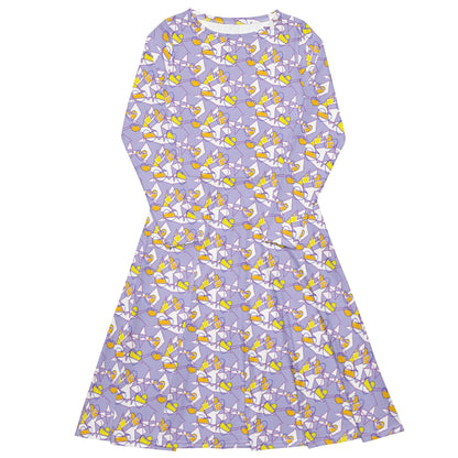 Elegant Lavender Garden Dress for Holidays- midi dress