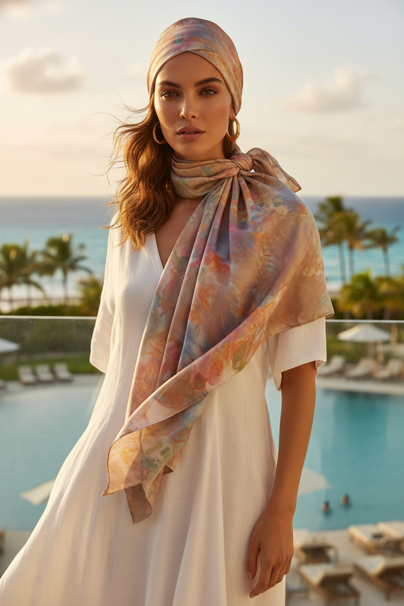 Pastel Watercolour Silk-Feel Scarf