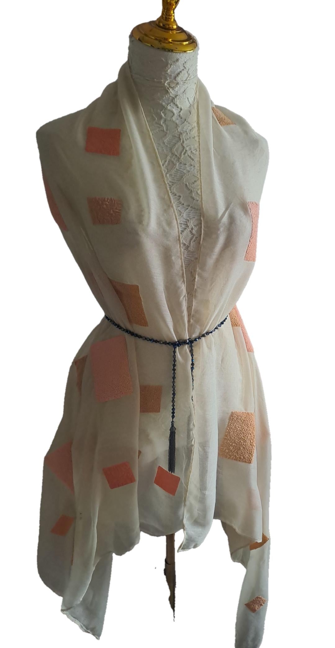 Handcrafted Silk Shawl: Geometric Patchwork, Elegant Artistry
