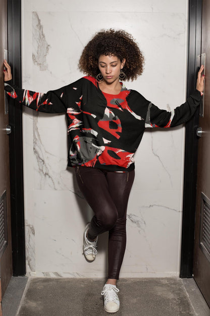 Abstract Print Fleece Jumper: Unisex Long Sleeve Cozy Pullover