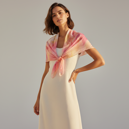 Pink and Orange Silk Scarf: Lightweight Spring Summer Accessory