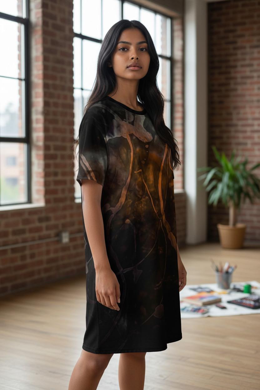 Galaxy Shirt Dress: Bronze & Black Loungewear