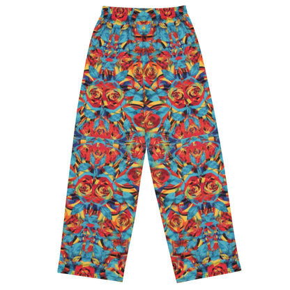 wide-leg pants Elegant Floral– Sophisticated and Stylish Ensemble elasticed waist wide legged trousers l
