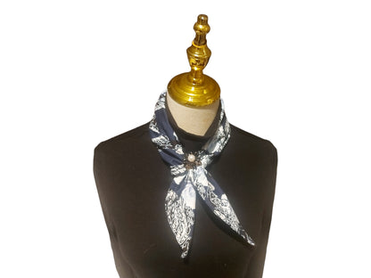 Abstract Floral Bandana: Navy Rose Hair Scarf, Pocket Square