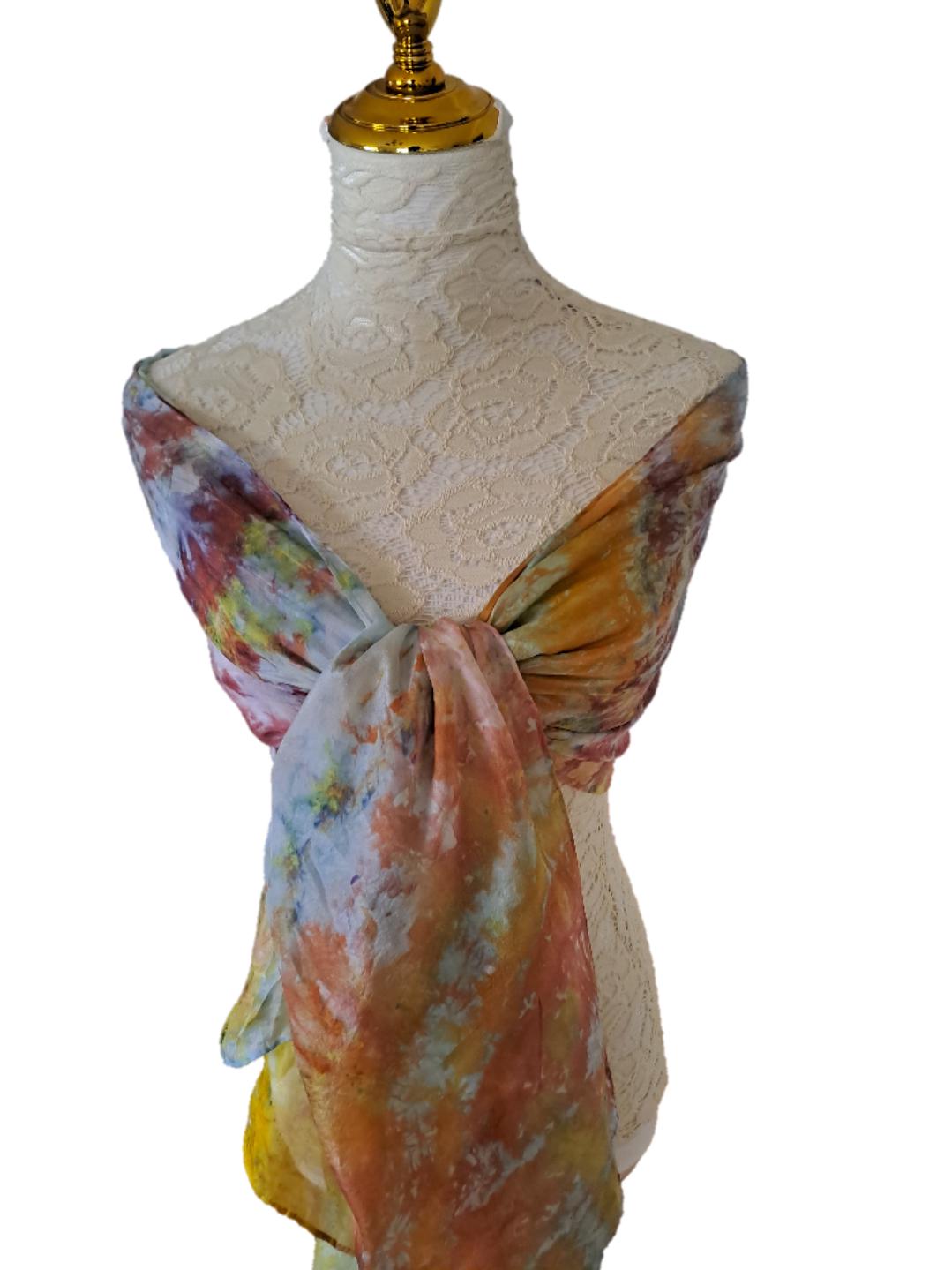 Extra Large Ice Dyed Scarf: Luxury Handmade Accessory