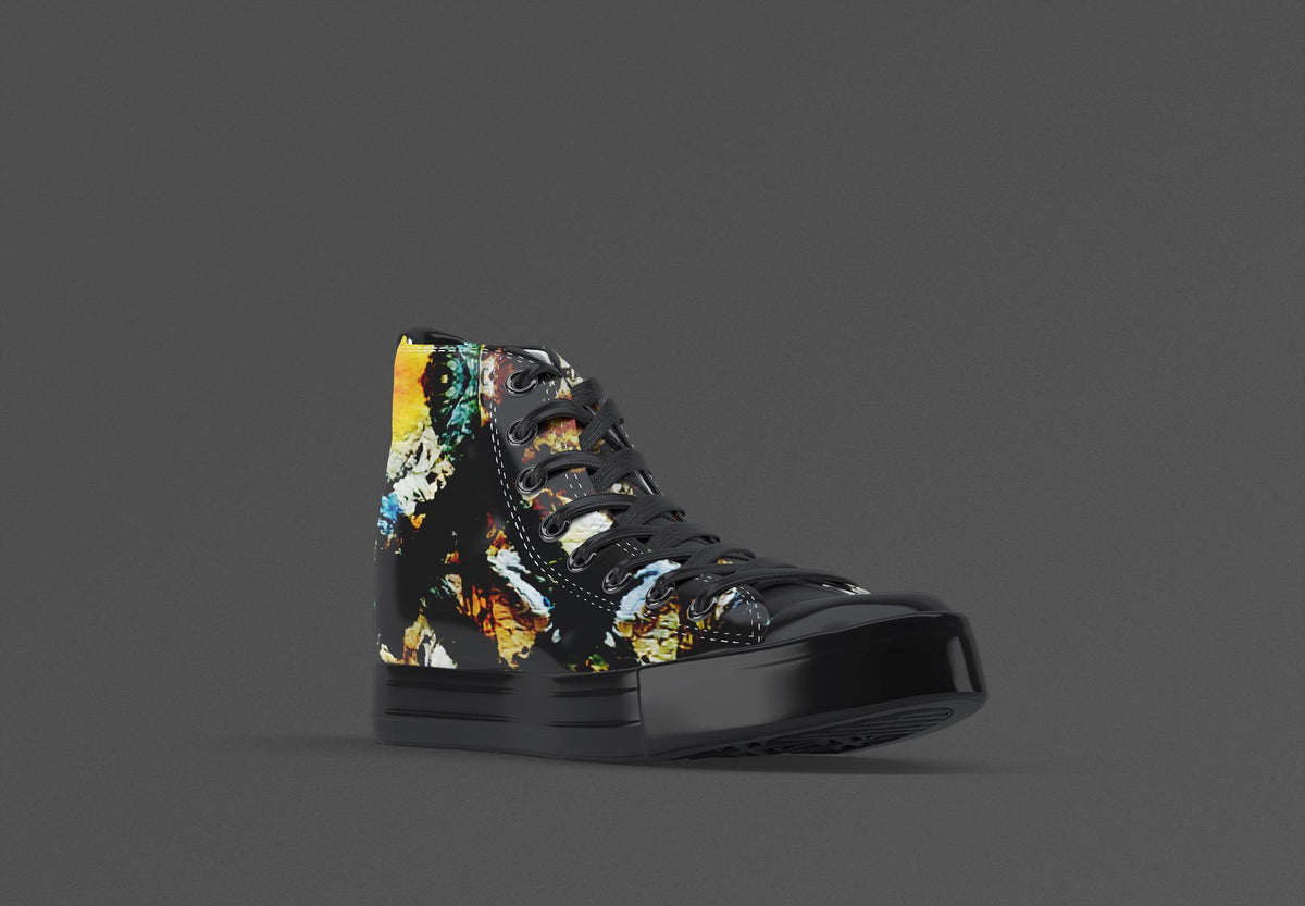 Men's Abstract Painted High Top Canvas Shoes: Streetwear Sneakers
