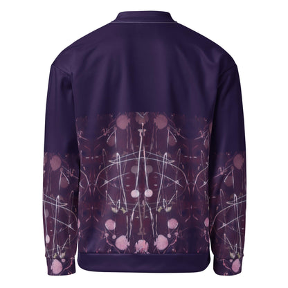 Purple Gradient Bomber Jacket: Batik Style Graphic Design