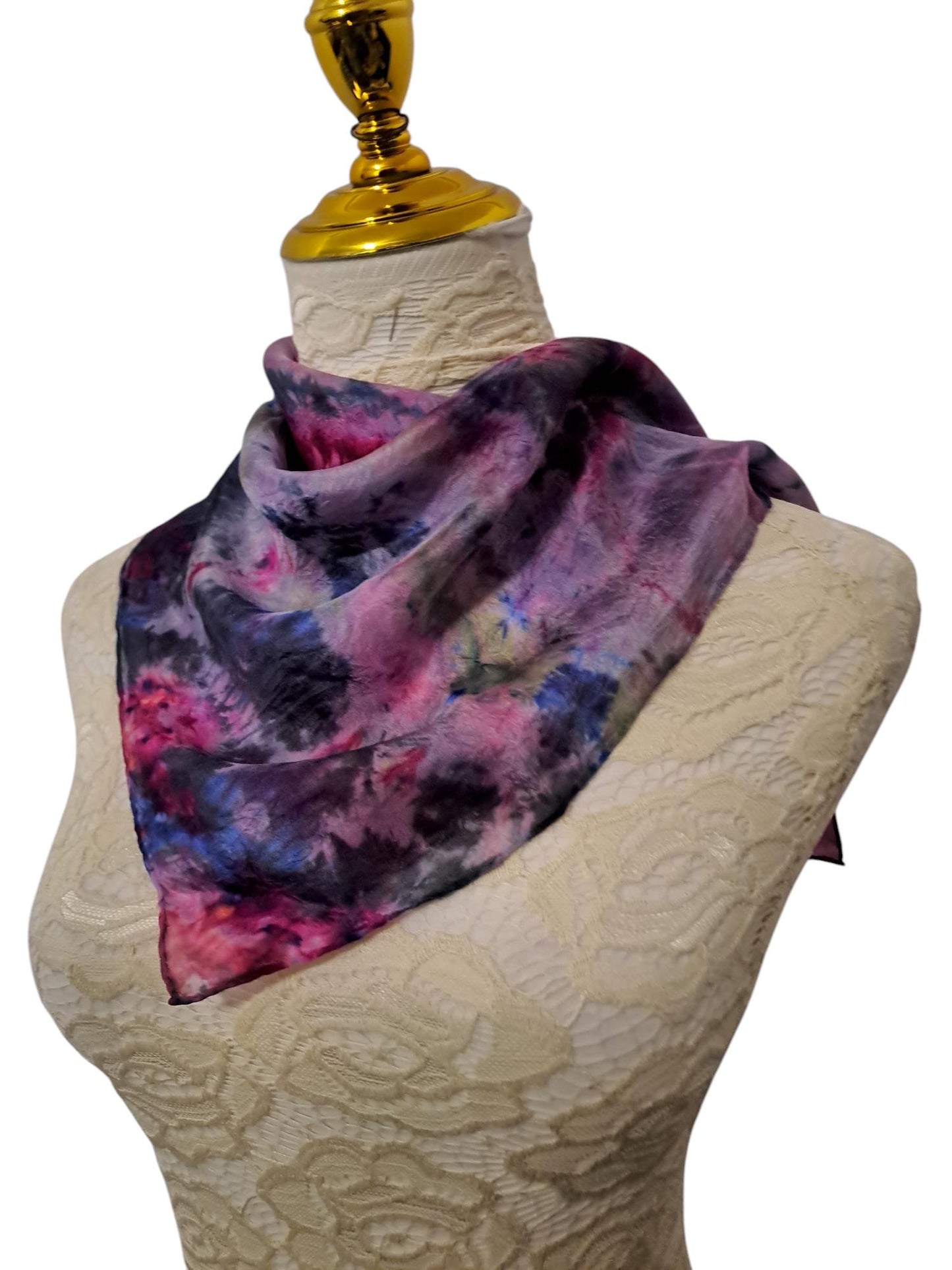Handmade Icedyed Silk Scarf: Women's Fashion Neckerchief