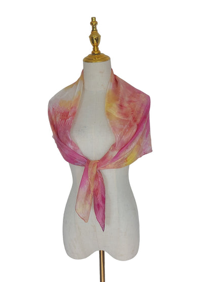 Pink and Orange Silk Scarf: Lightweight Spring Summer Accessory