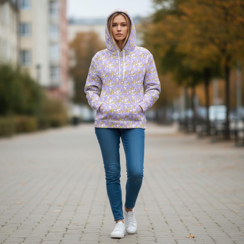 Lavender Cotton Abstract Hoodie