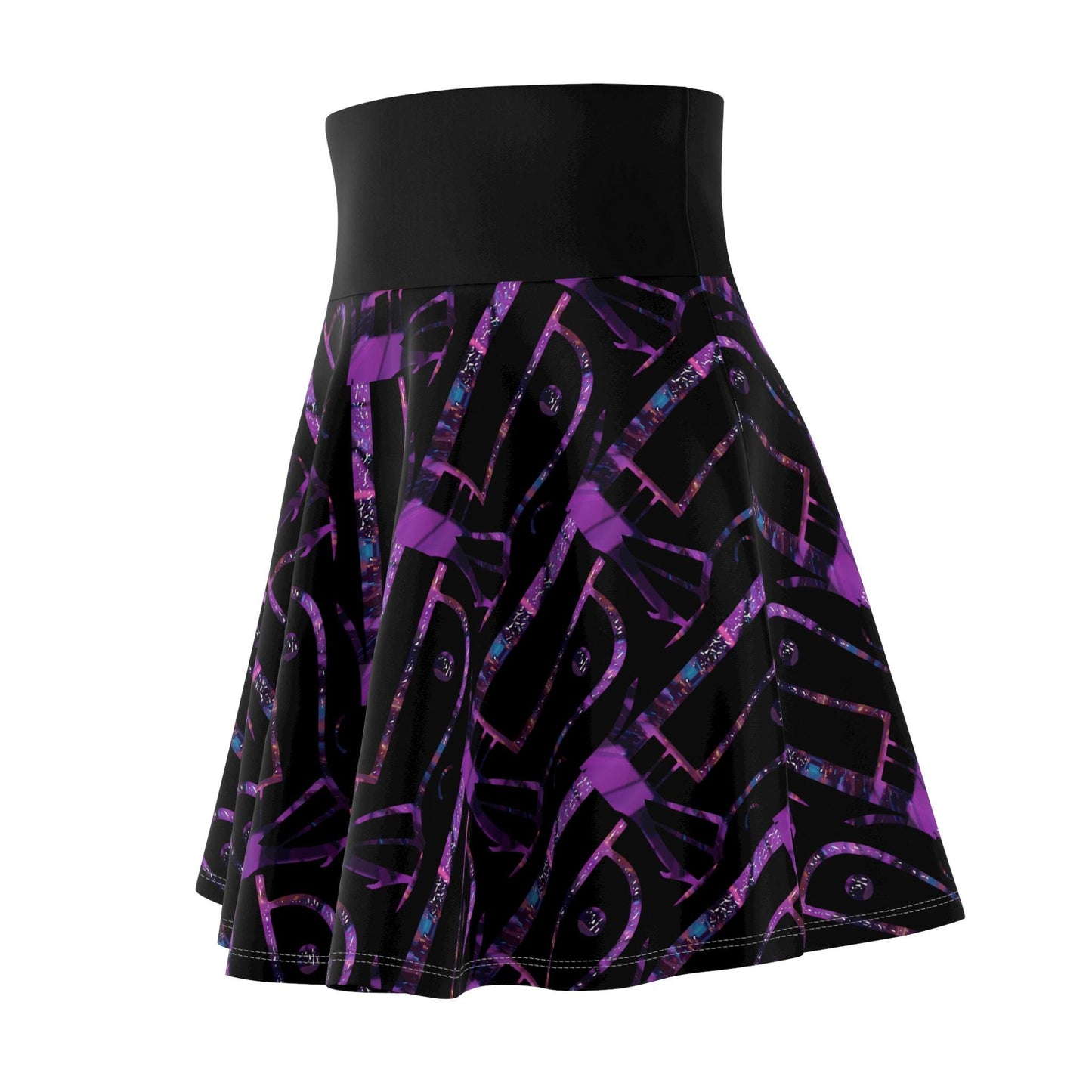 Purple Abstract Skater Skirt: Festival Boho Style
