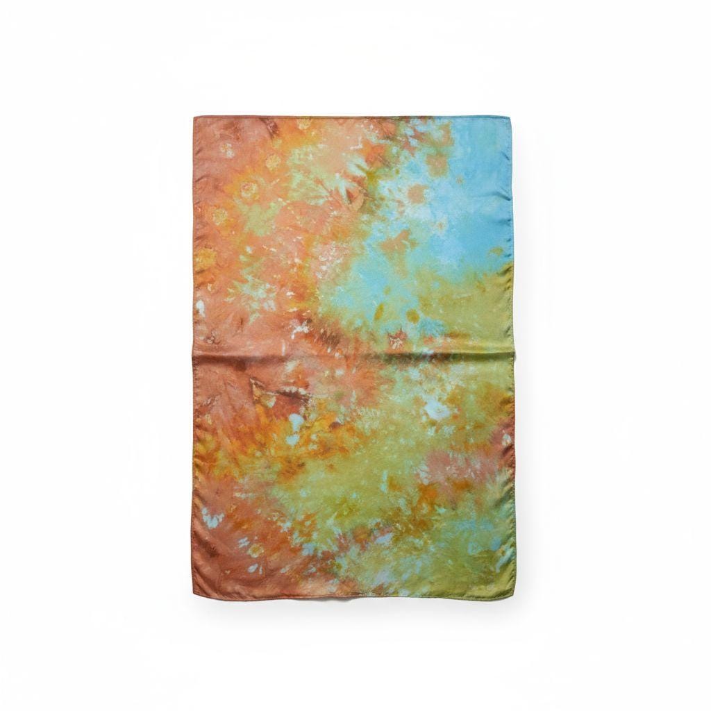Watercolor Silk Shawl: Golden Yellow Habotai, Rustic Bronze Icedye
