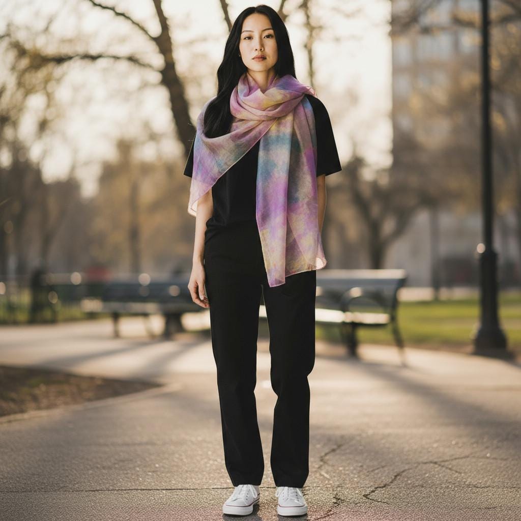 Handmade Pastel Pink Scarf, Elegant Bubble Gum Colour