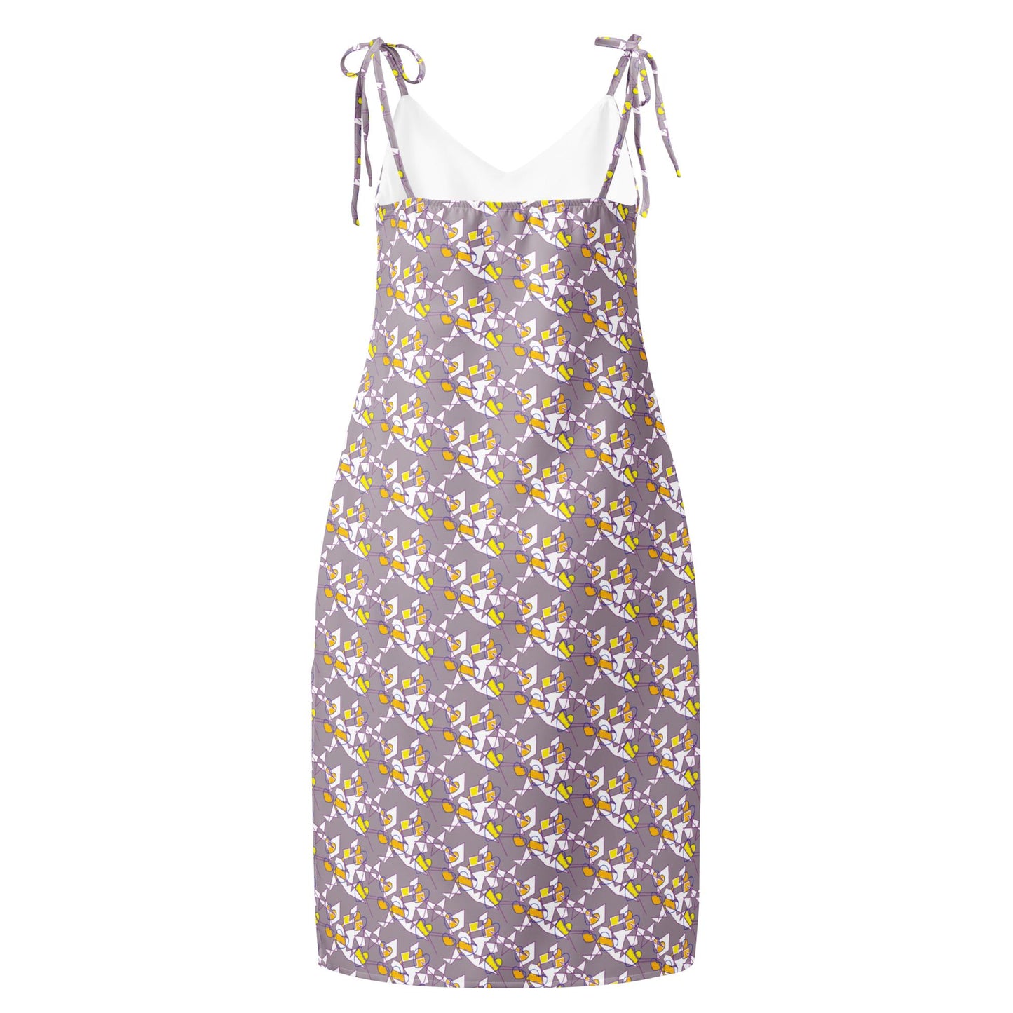 Lavender Floral Midi Slip Dress: Tie-Strap Chiffon Gown