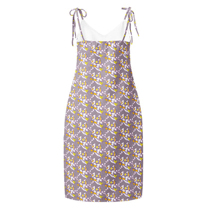 Lavender Floral Midi Slip Dress: Tie-Strap Chiffon Gown