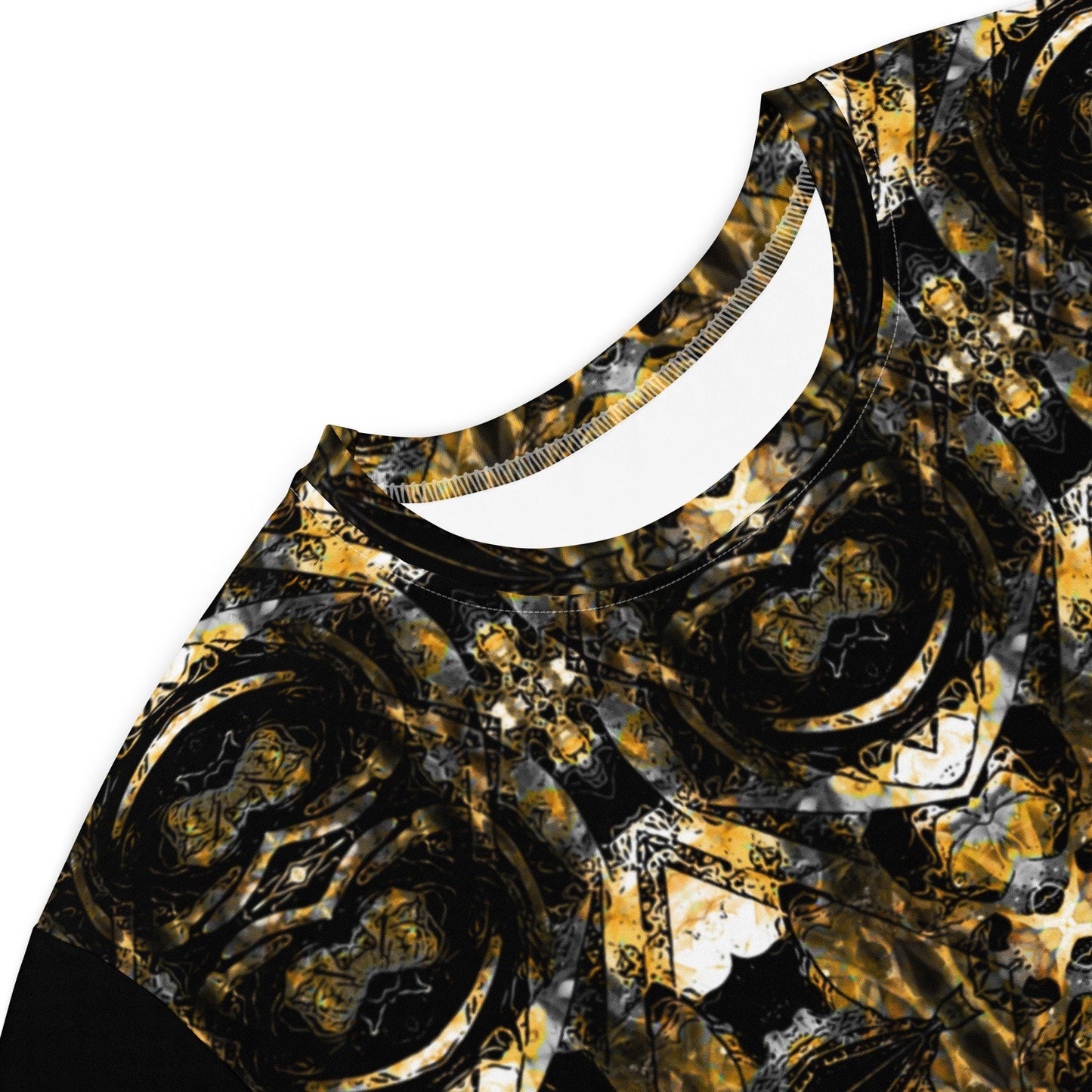 Black and Gold T-Shirt Dress: Oversized Short Sleeve Party Dress