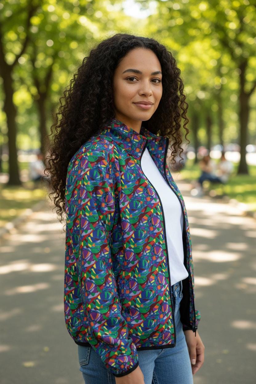 Colourful Abstract Mosaic Womens Puffer Jacket | All-Over Print