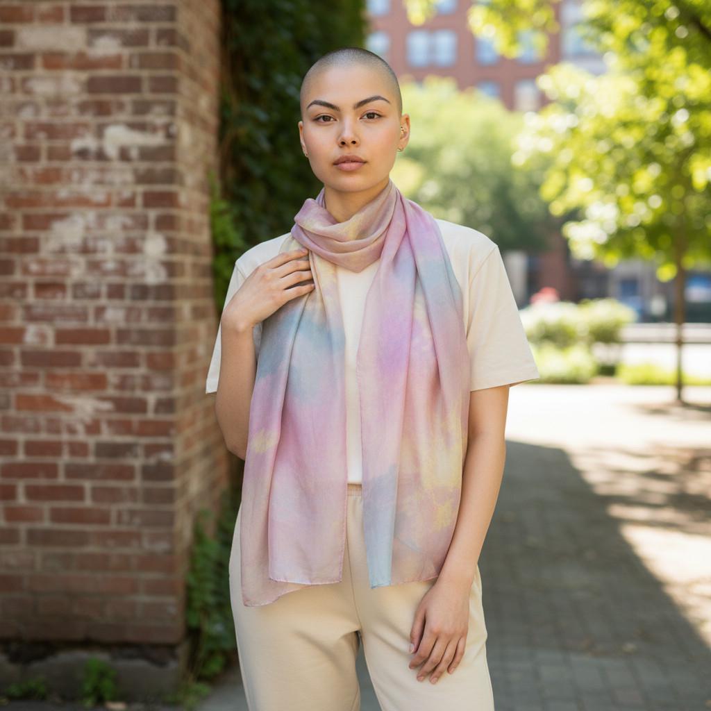 Handmade Pastel Pink Scarf, Elegant Bubble Gum Colour