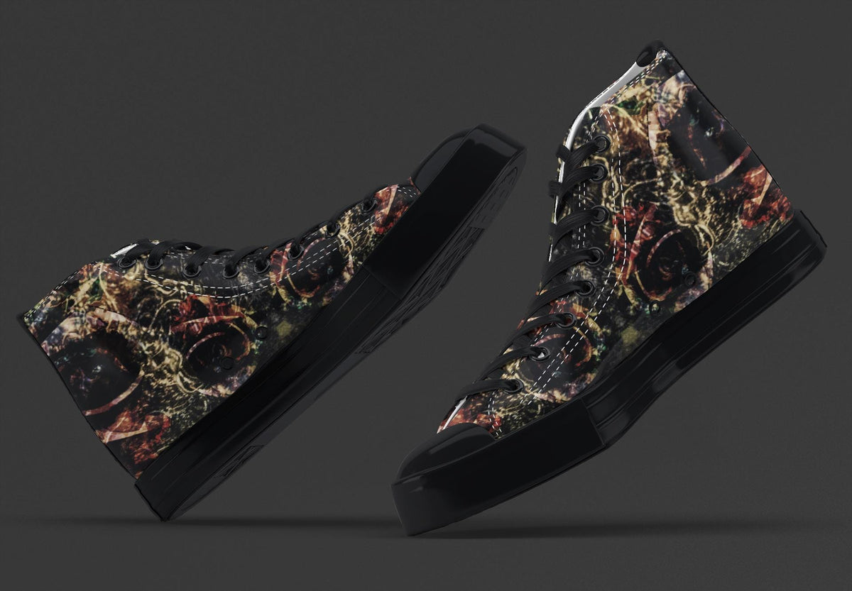 Men's Floral Canvas High Top Trainers: Avant-Garde Sneakers