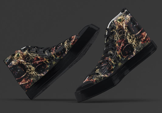 Men's Floral Canvas High Top Trainers: Avant-Garde Sneakers