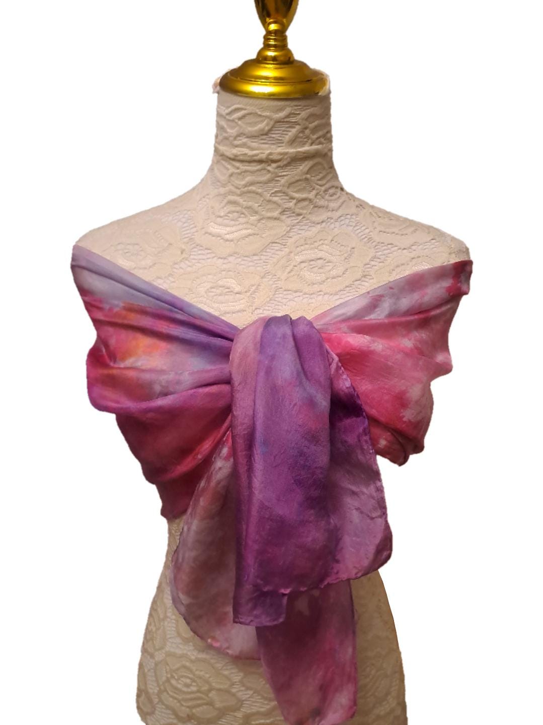 Elegant Silk Scarf: Pink & Purple Shawl, Lightweight Travel Accessory
