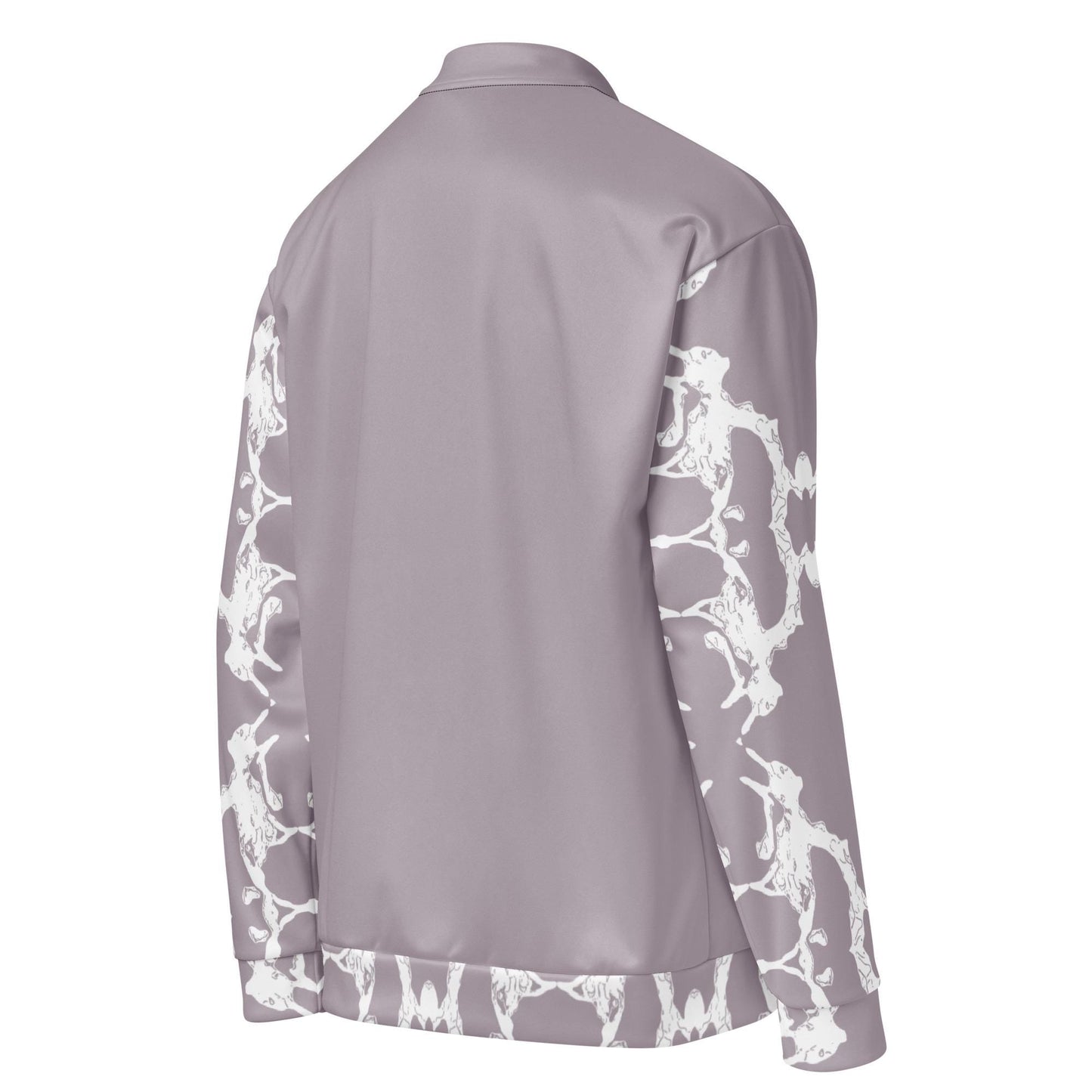 Handmade Pale Silver Pink Bomber Jacket: Stylish Women's Patterned Jacket