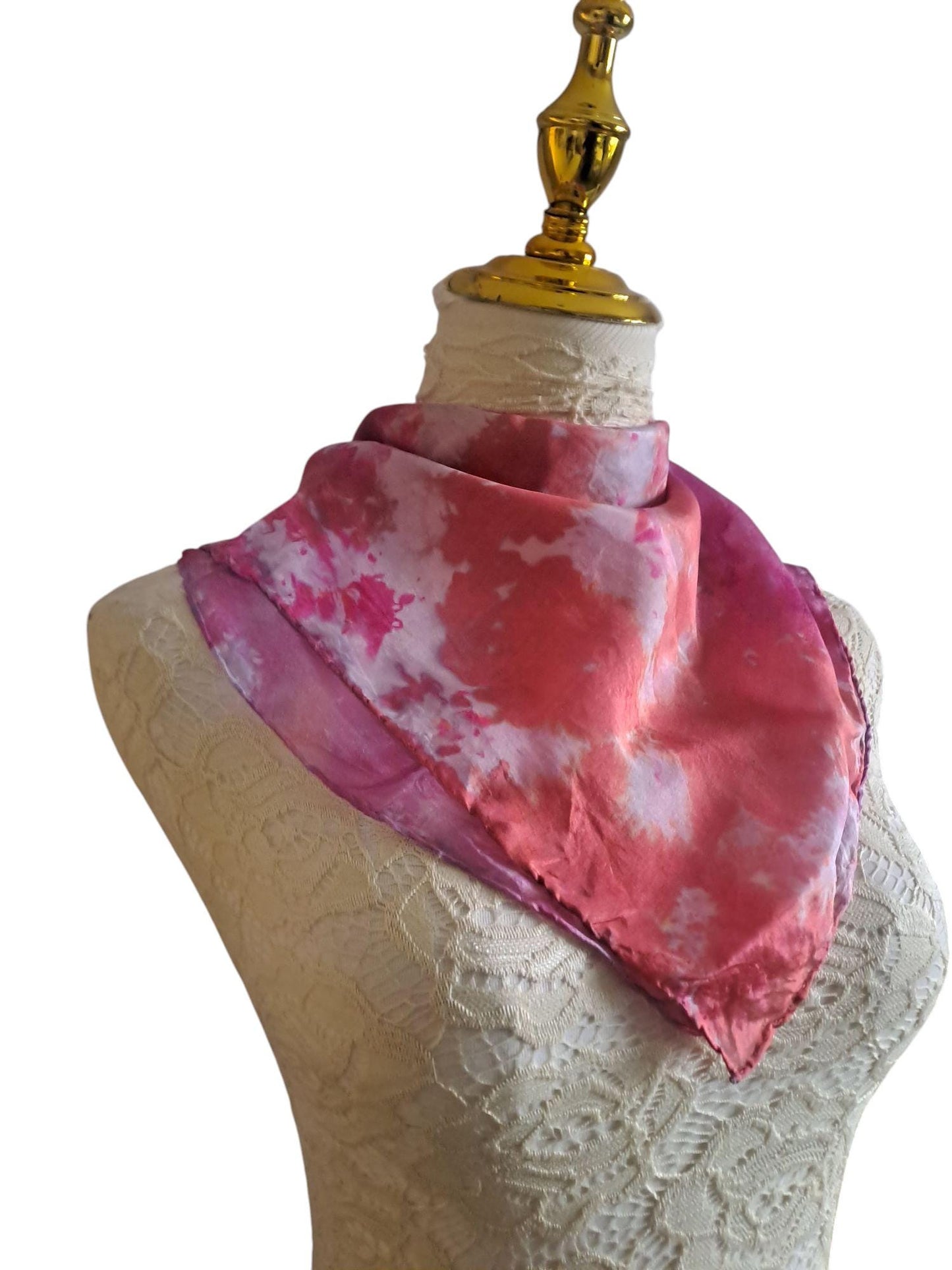 Pink Silk Scarf: Golden Yellow Watercolor Design, Elegant Soft Accessory