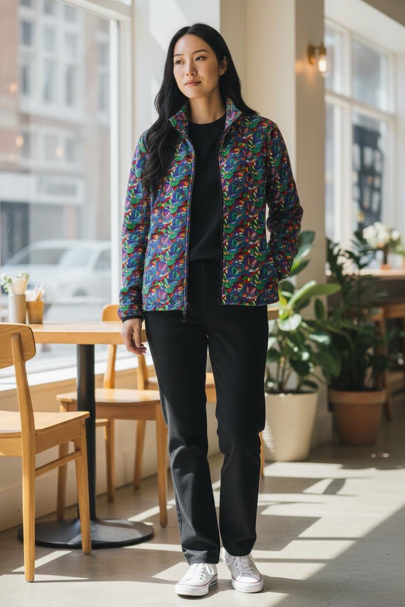 Colourful Abstract Mosaic Womens Puffer Jacket | All-Over Print