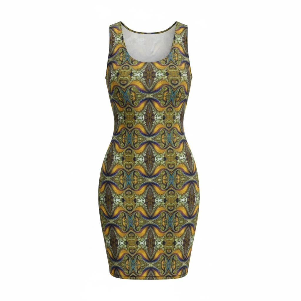 Elegant Whimsy Sleeveless Bodycon Dress in Green