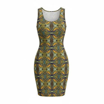 Elegant Whimsy Sleeveless Bodycon Dress in Green