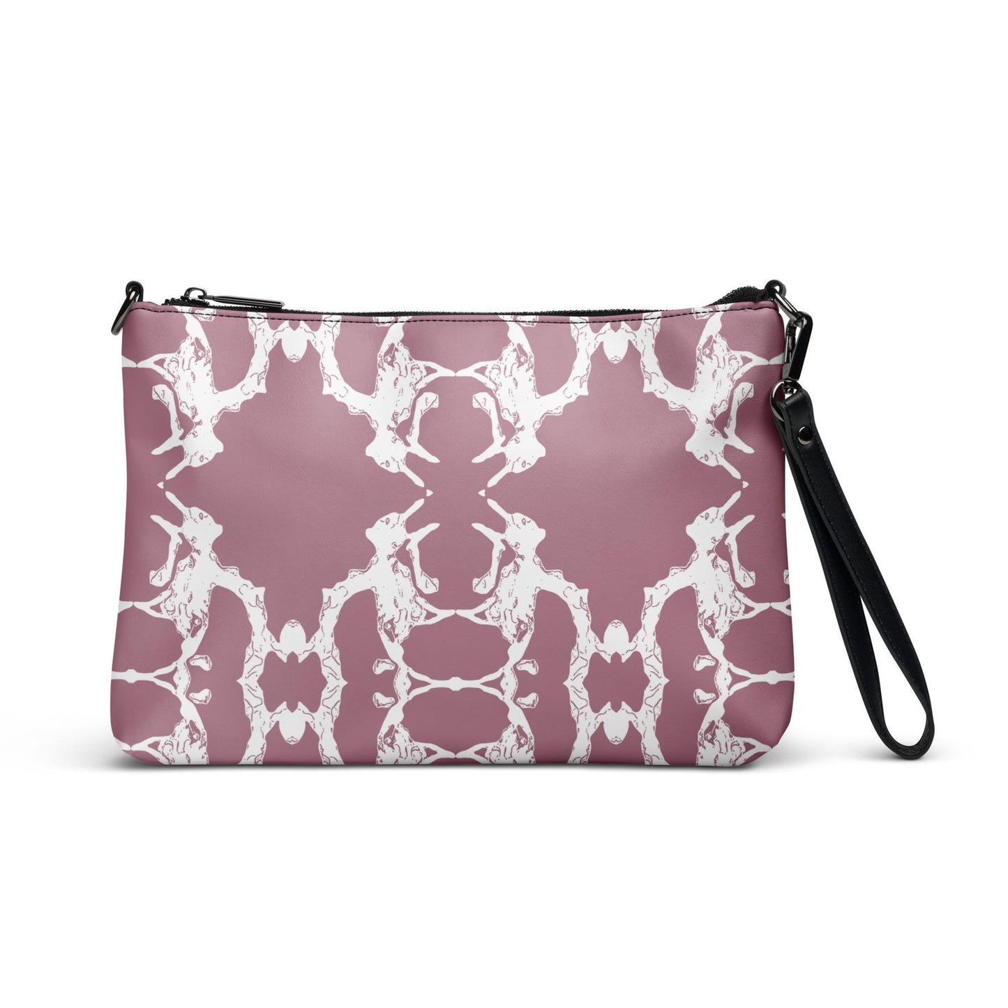 Patterned Pink Clutch Crossbody Bag: Faux Leather 2-in-1 Accessory