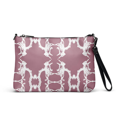 Patterned Pink Clutch Crossbody Bag: Faux Leather 2-in-1 Accessory