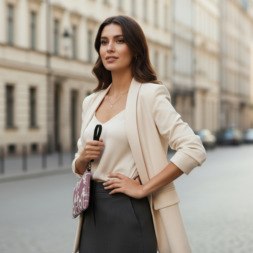 Patterned Pink Clutch Crossbody Bag: Faux Leather 2-in-1 Accessory
