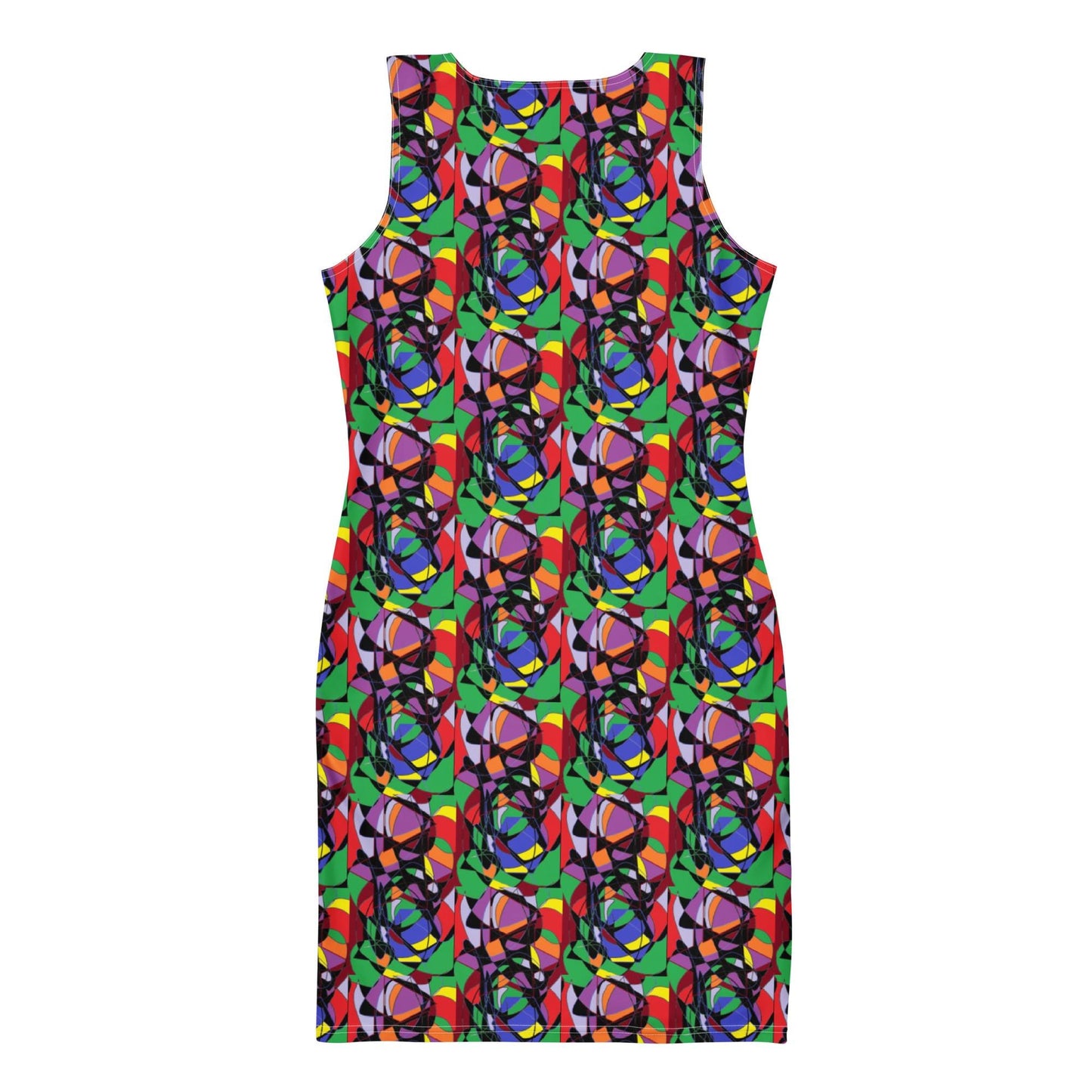Bodycon dress-Colourful Abstract Pattern Sleeveless Mini Dress - Chic Summer Style
