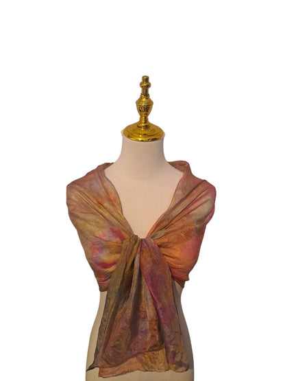Ice Dyed Scarf: Pastel Pink Peach Watercolor Shawl