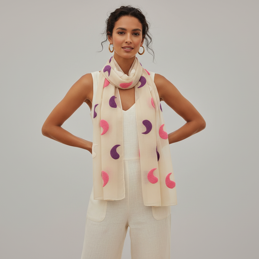 Crescent Moon Scarf Lightweight Spring Accessory Gift for Her