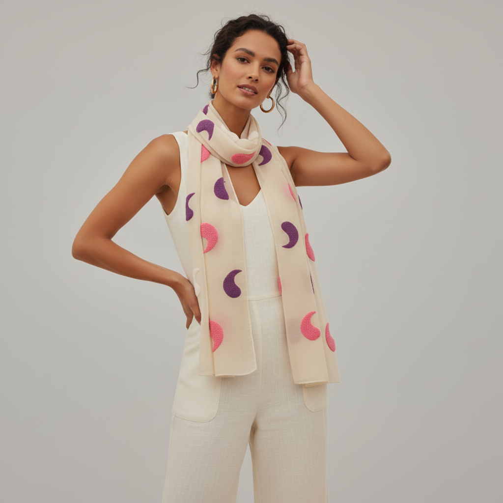 Crescent Moon Scarf Lightweight Spring Accessory Gift for Her