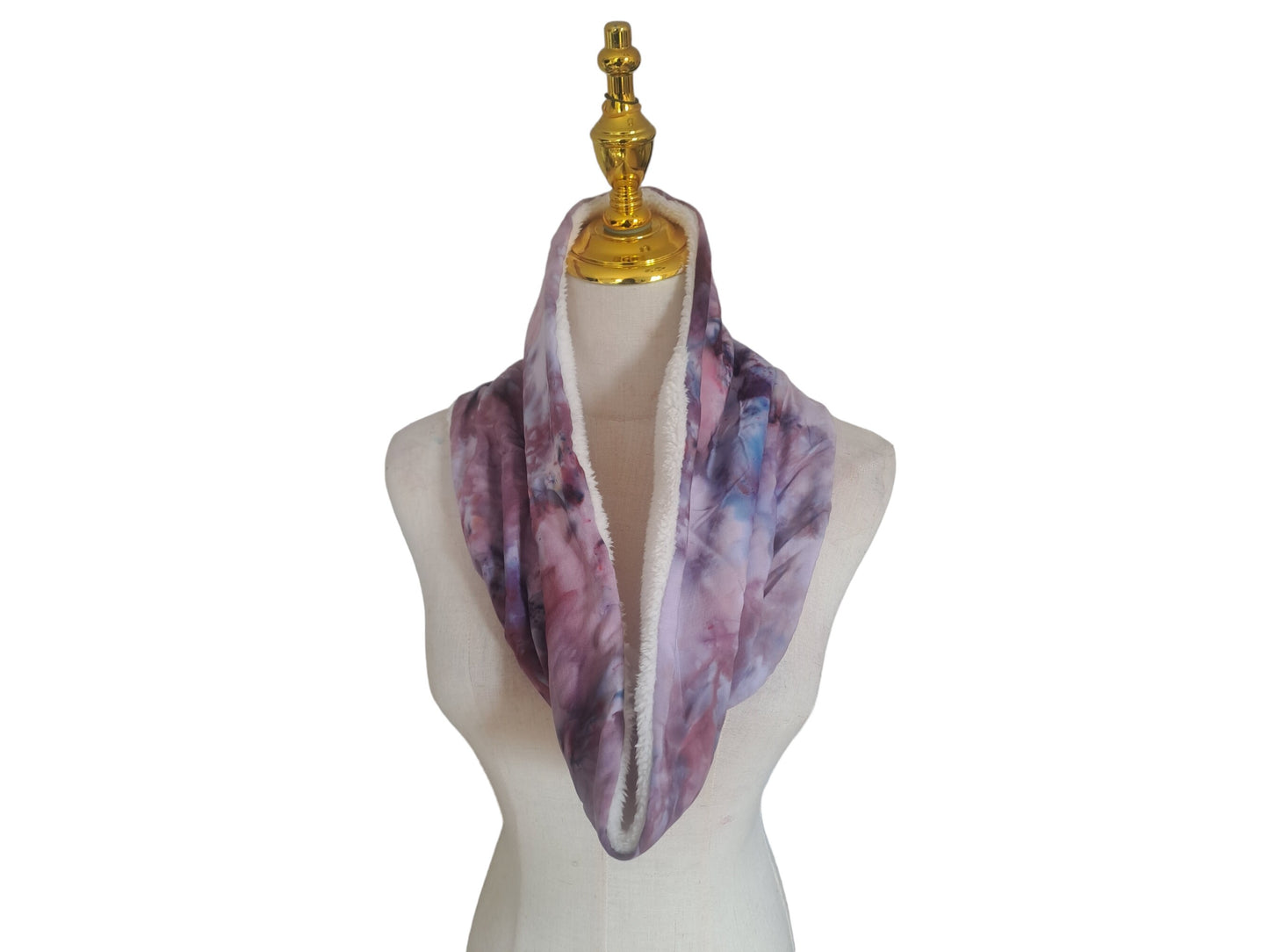 Purple Ice-Dyed Snood | Lightweight Neck Scarf, Soft Fur Lined