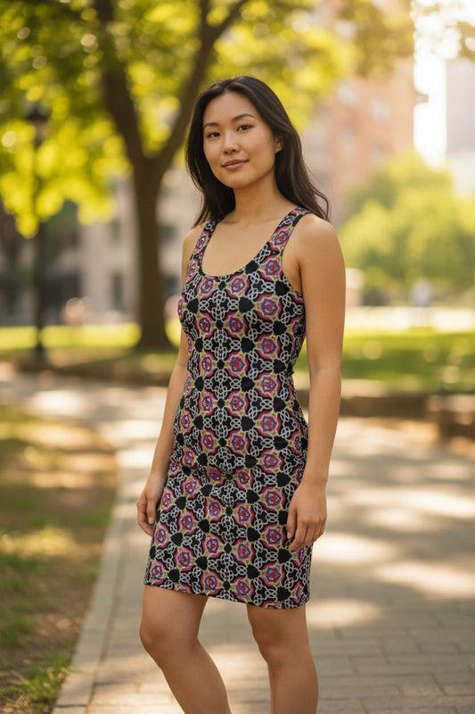 Lace Print Bodycon Dress | Fitted Polyester Spandex Gown