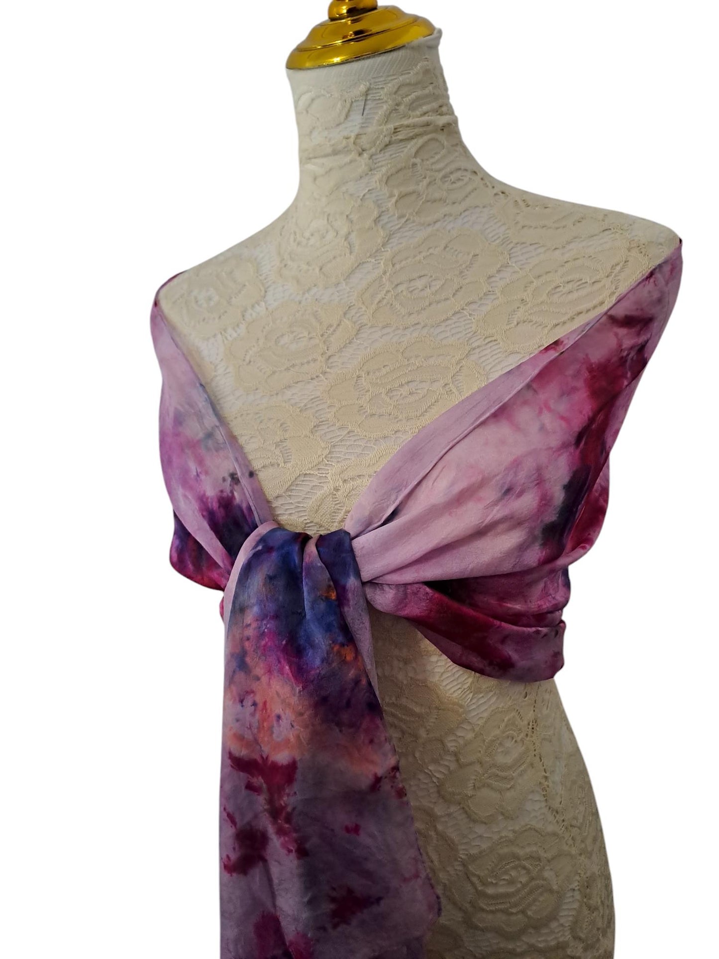 Handmade Blue & Pink Tie-Dyed Silk Scarf: Artisan Fashion