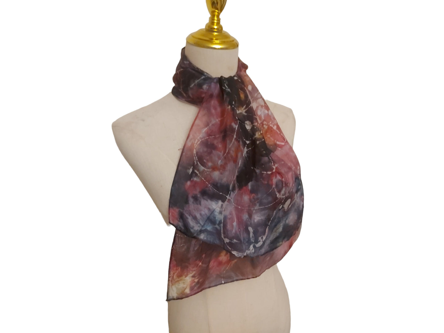 Handmade Silk Scarf: Pink & Black Batik, Lightweight Summer Wrap