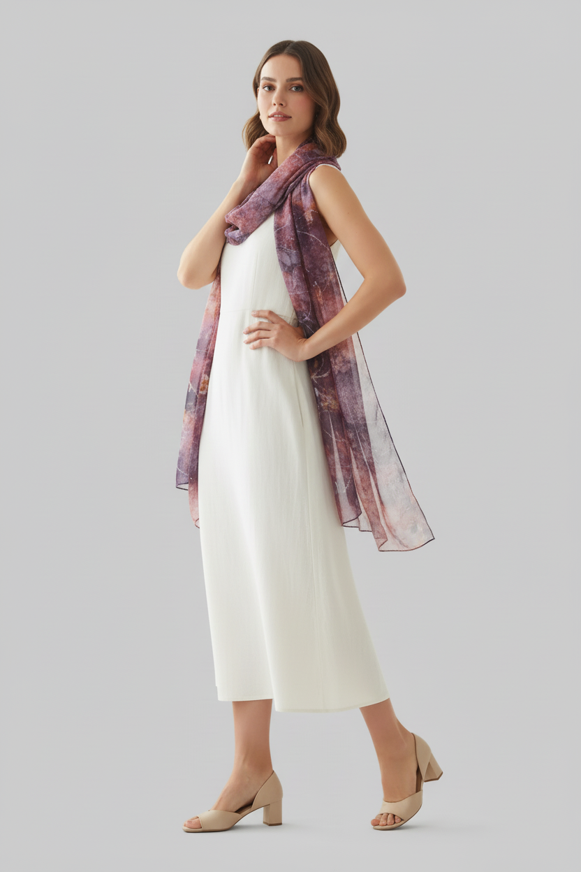 Handmade Silk Scarf: Pink & Black Batik, Lightweight Summer Wrap