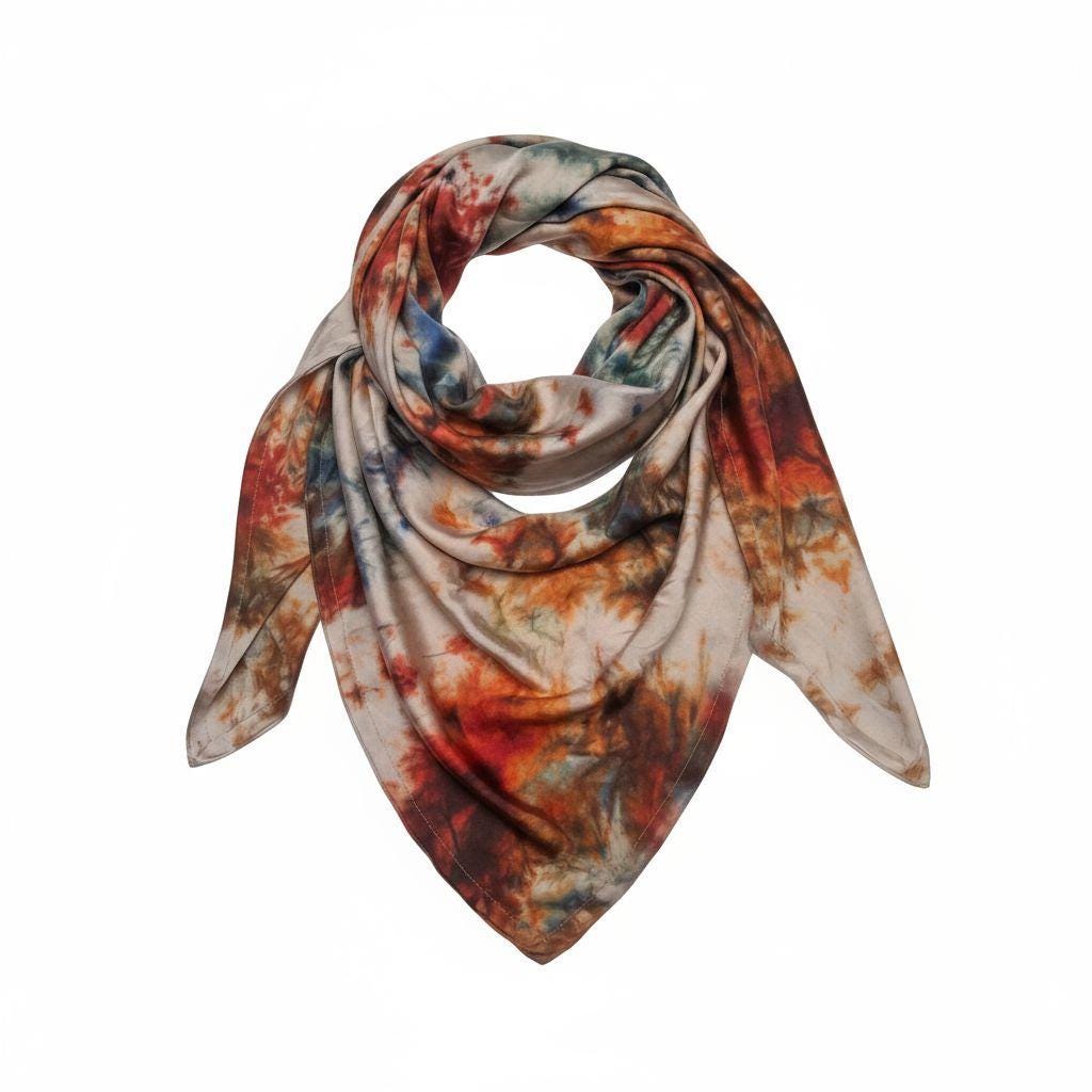 Vibrant Silk Satin Scarf: Shimmering Elegance with Rich Colour