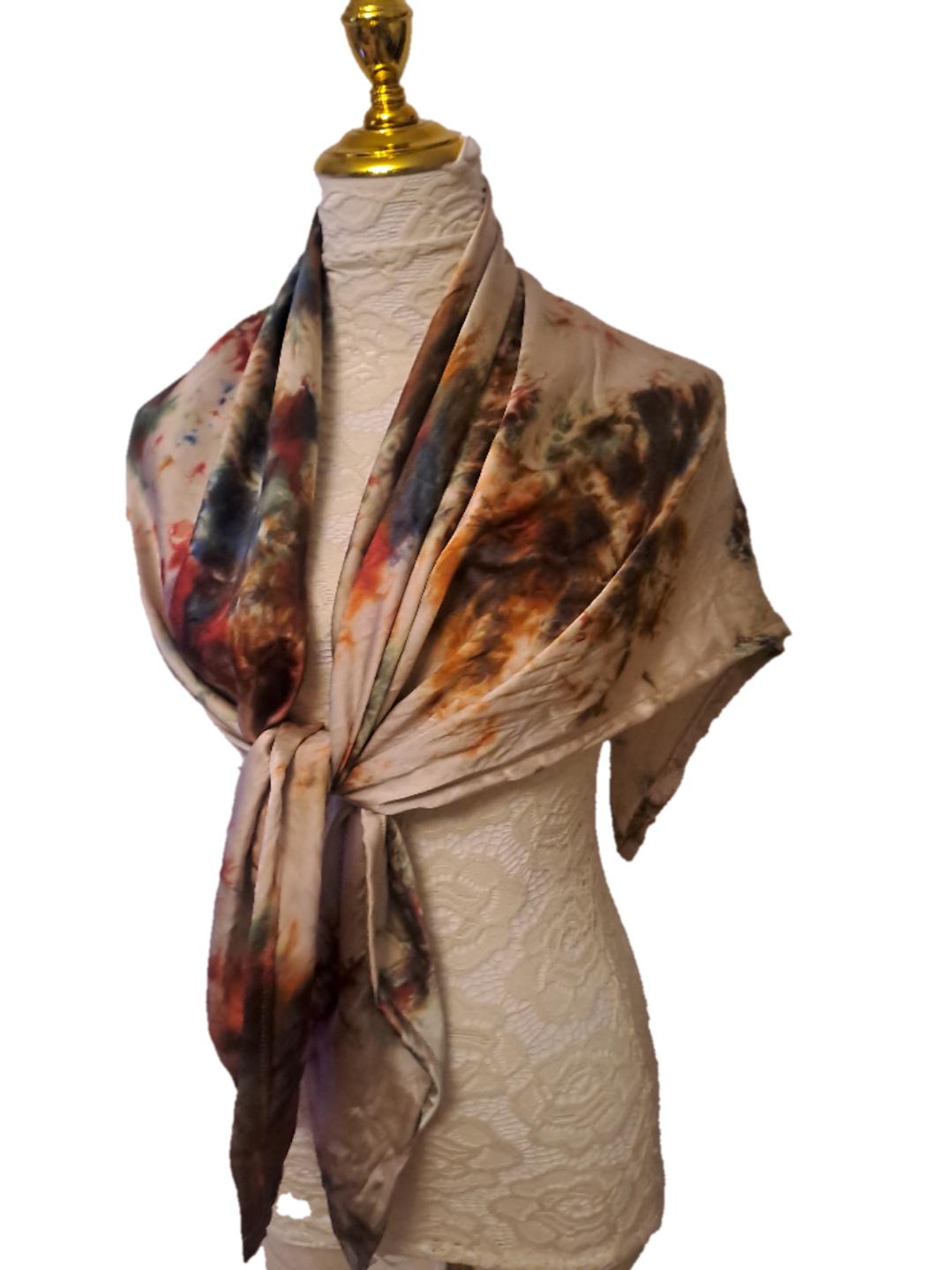 Vibrant Silk Satin Scarf: Shimmering Elegance with Rich Colour